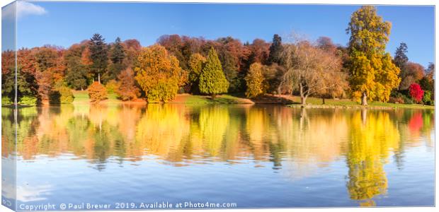 Stourhead Wiltshire in Autumn Canvas Print by Paul Brewer