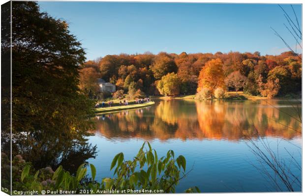 Stourhead Lake in Wiltshire Canvas Print by Paul Brewer