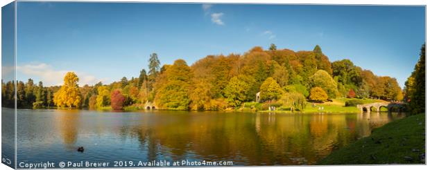 Stourhead Wiltshire Panoramic Canvas Print by Paul Brewer