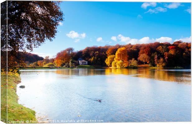 Stourhead Wiltshire on a sunny autumn day Canvas Print by Paul Brewer