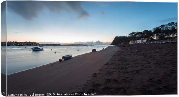 Shaldon looking towards Teignmouth at Sunrise Canvas Print by Paul Brewer