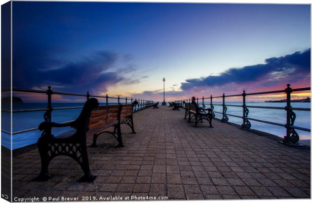 Swanage in Winter Canvas Print by Paul Brewer