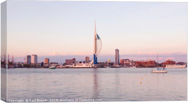 Spinnaker Tower From Gosport with cloud on the hor Canvas Print by Paul Brewer