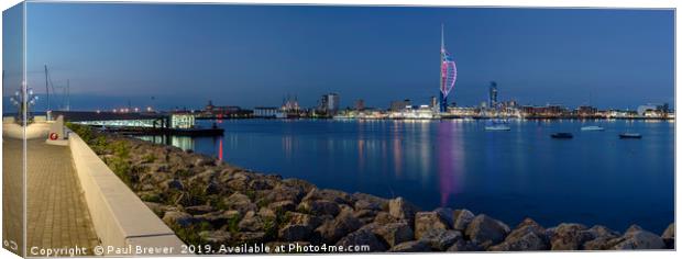 Spinnaker Tower At Night Canvas Print by Paul Brewer