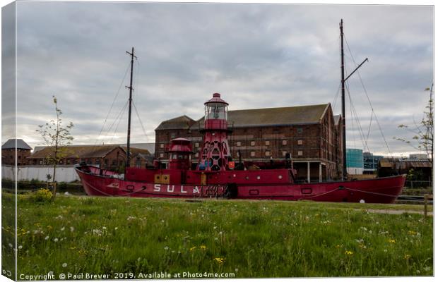 Sula Lightship Gloucester Canvas Print by Paul Brewer
