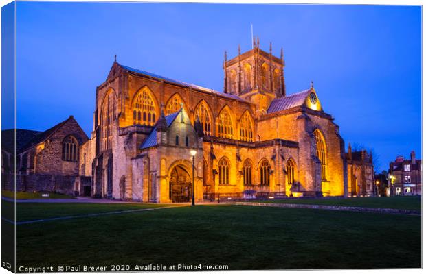 Sherborne Abbey at Sunset Canvas Print by Paul Brewer