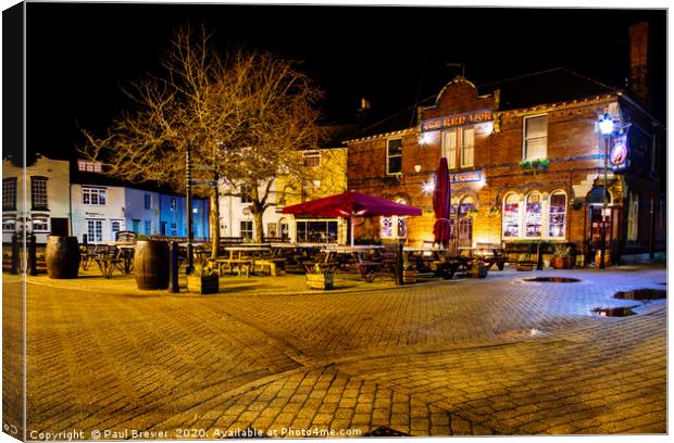 Hope Square in Weymouth on a Winters Night Canvas Print by Paul Brewer