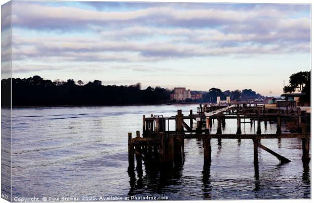Pier in Poole Harbour Canvas Print by Paul Brewer