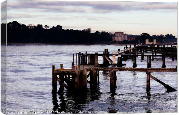 Pier in Poole Harbour  Canvas Print by Paul Brewer
