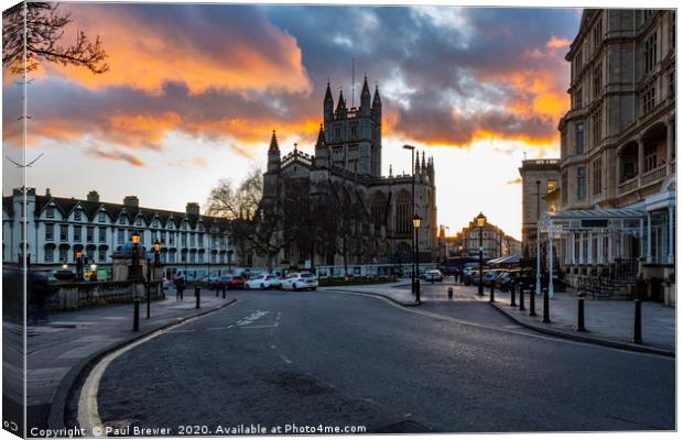 Bath Abbey at Sunset Canvas Print by Paul Brewer