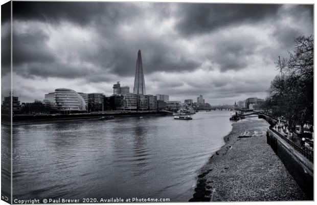 The Shard and the River Thames Canvas Print by Paul Brewer
