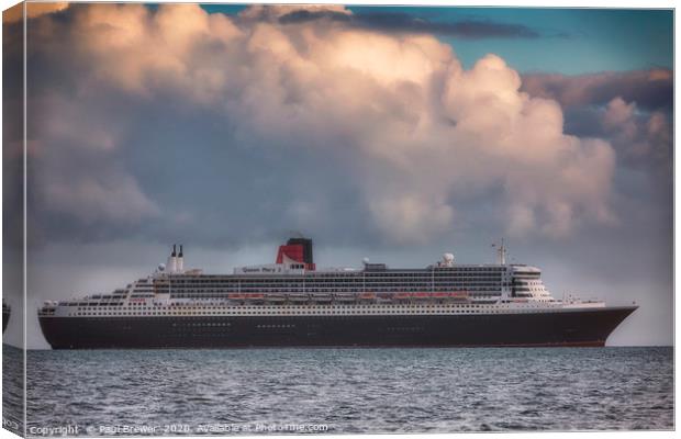 Cunard's Queen Mary 2 moored off the Coast of Dors Canvas Print by Paul Brewer