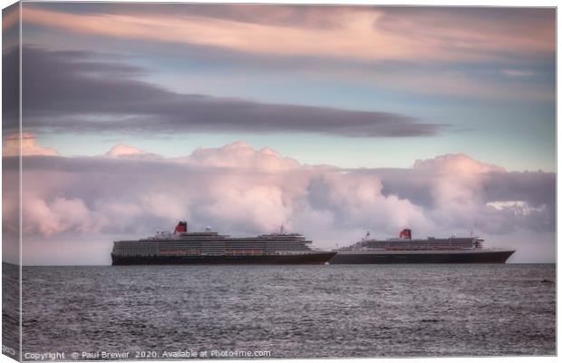 Queen Mary 2 and Queen Victoria Canvas Print by Paul Brewer