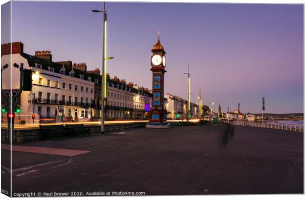 Weymouth Jubilee Clock at Sunset Canvas Print by Paul Brewer