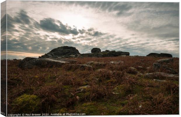 Pew Tor on Dartmoor Canvas Print by Paul Brewer