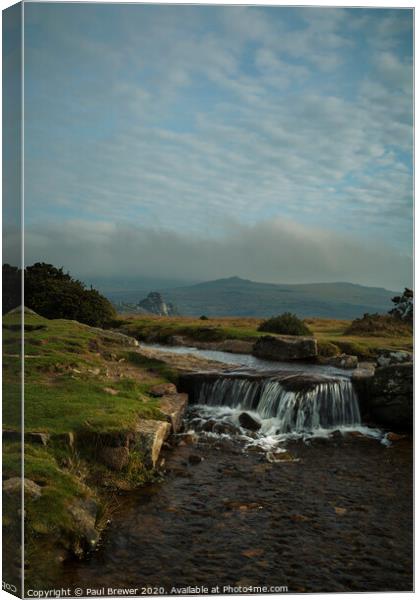 Looking towards Vixen Tor and Kings Tor Canvas Print by Paul Brewer