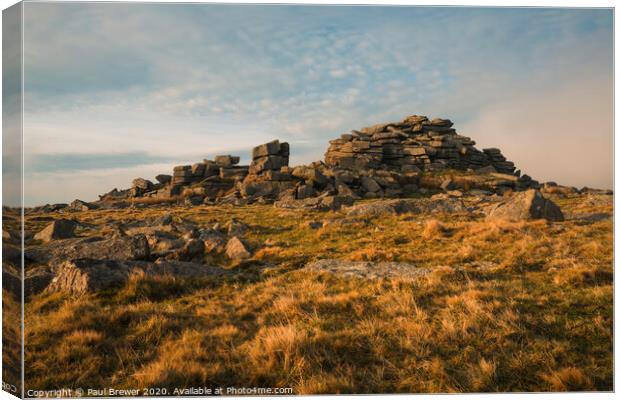 Middle Staple Tor Dartmoor in Winter Canvas Print by Paul Brewer