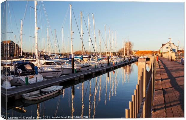 Weymouth Marina at Sunset  Canvas Print by Paul Brewer