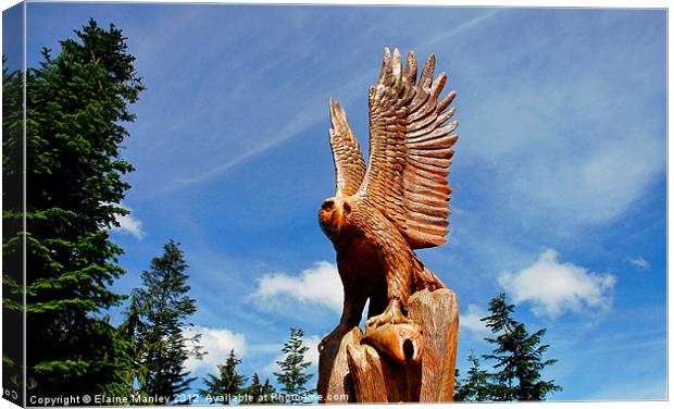 Wooden Carving Eagle .. misc  Canvas Print by Elaine Manley