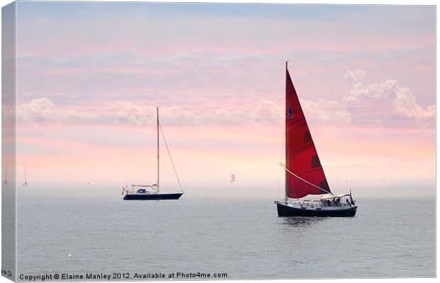 Red Sail in the mist Canvas Print by Elaine Manley