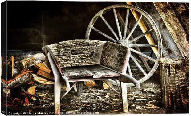 Old Wheelbarrow Canvas Print by Elaine Manley