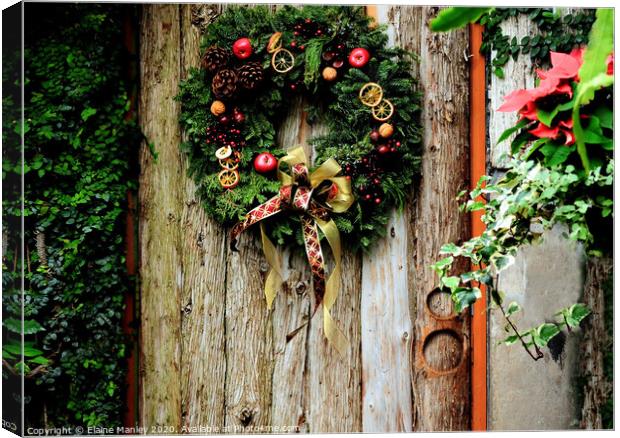 Come In Wreath on Door    misc  Canvas Print by Elaine Manley