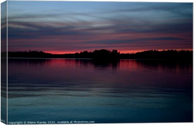 Lake Nipissing Sunset 2  Canvas Print by Elaine Manley