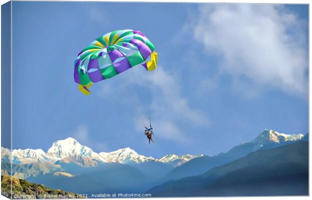 Flying in the Mountains Canvas Print by Elaine Manley