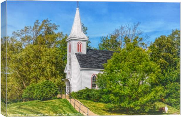 Small Church in the Country  Canvas Print by Elaine Manley