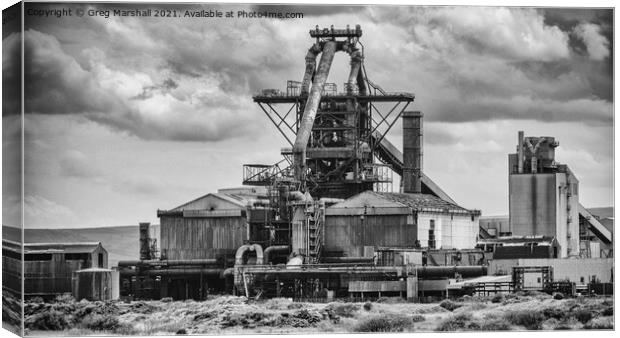 Redcar Steel Works Blast Furnace - Mono  Canvas Print by Greg Marshall