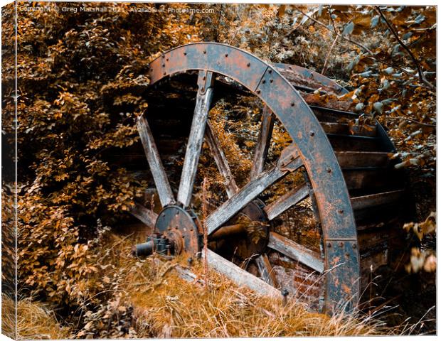Rusted Rustic Water Wheel. Infra Red Canvas Print by Greg Marshall
