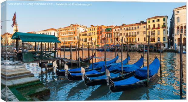 Gondolas on the Grand Canal Venice Italy Canvas Print by Greg Marshall