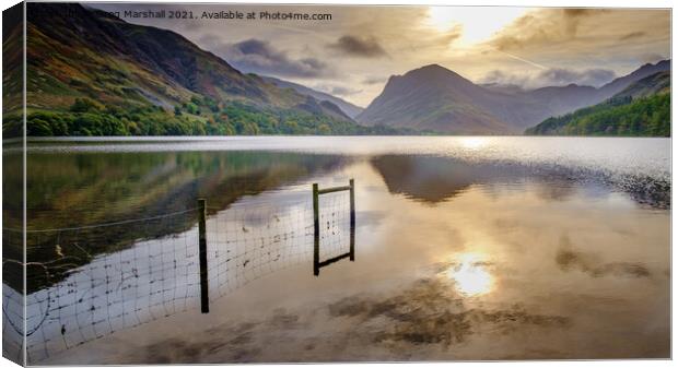 Buttermere Sunrise stillness Lake District Canvas Print by Greg Marshall