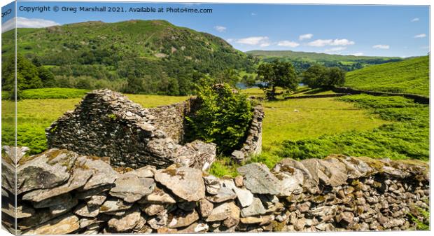 Ruined Barn, Rydal Water Lake District Canvas Print by Greg Marshall