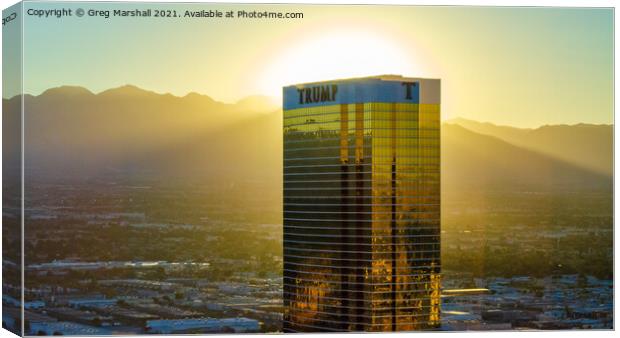 Golden Halo above Trump Tower Las Vegas Nevada Canvas Print by Greg Marshall