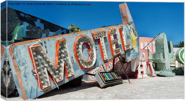 Motel Neon Sign, las Vegas, Nevada Canvas Print by Greg Marshall