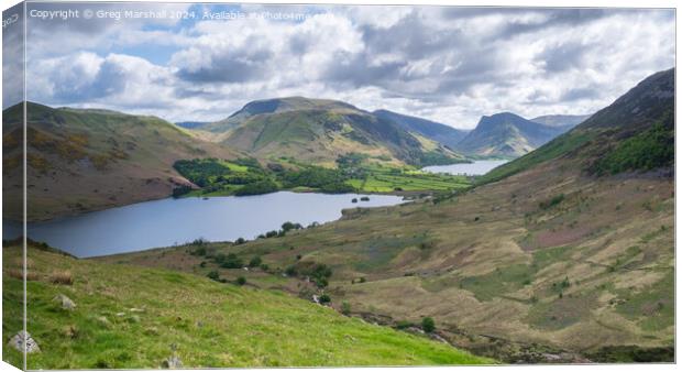 View of Crummock Water and Buttermere The Lake Dis Canvas Print by Greg Marshall