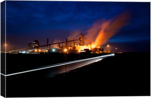 Redcar Steelworks at night Canvas Print by Greg Marshall