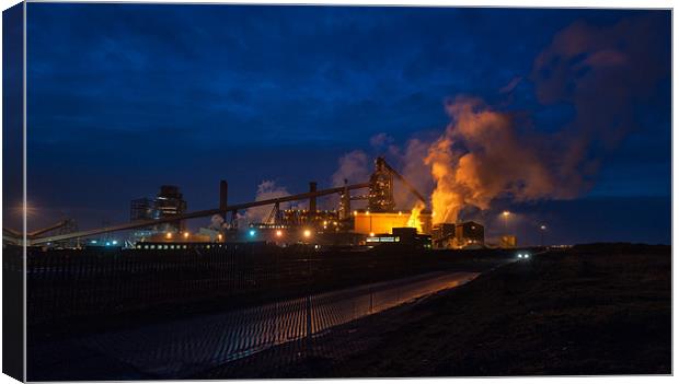 Redcar Steel Works at Night Canvas Print by Greg Marshall