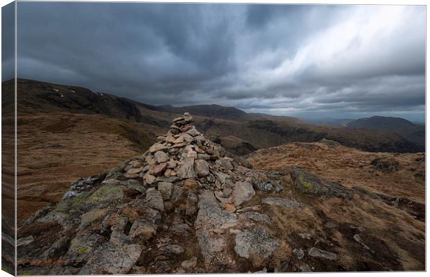 Cairn near Little Hart Crag, Lake District Canvas Print by Greg Marshall