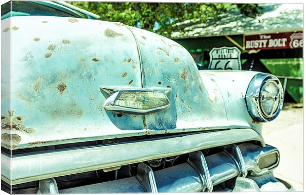 Old Chevy on route 66 Canvas Print by Greg Marshall