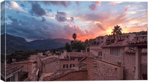  Sunset over Fornalutx Soller Mallorca Canvas Print by Greg Marshall