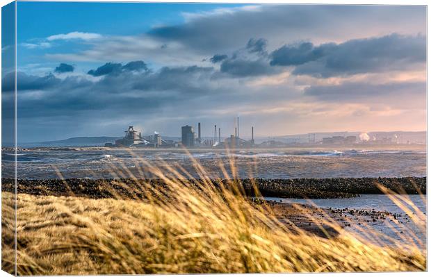  Redcar steelworks across the River Tees Canvas Print by Greg Marshall