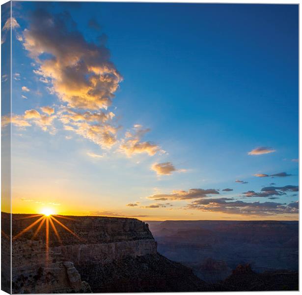 Grand Canyon Sunset starburst Canvas Print by Greg Marshall