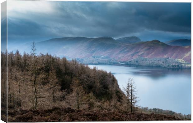 Derwentwater advancing storm clouds Lake District Canvas Print by Greg Marshall