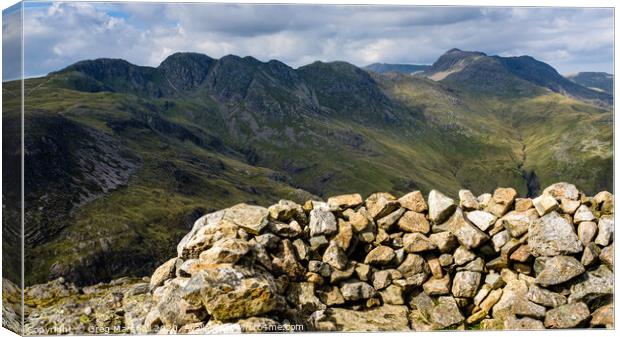Crinkle Crags and Bow Fell, Lake District Canvas Print by Greg Marshall
