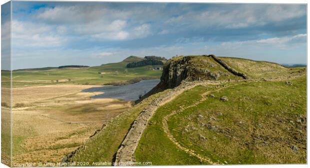 Hadrians Wall and Crag Lough Canvas Print by Greg Marshall
