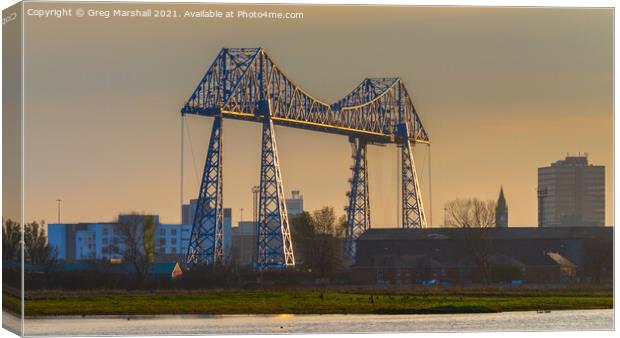 The Transporter Bridge Middlesbrough over River Tees at sunset Canvas Print by Greg Marshall