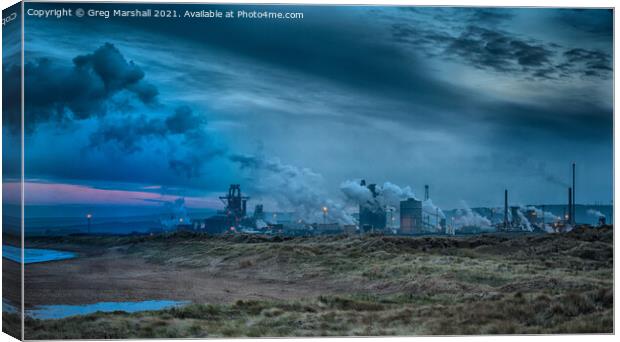 Redcar Steelworks at dusk. Once mighty. Canvas Print by Greg Marshall