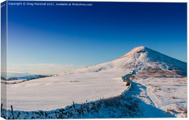 Roseberry Topping with a dusting of snow Canvas Print by Greg Marshall